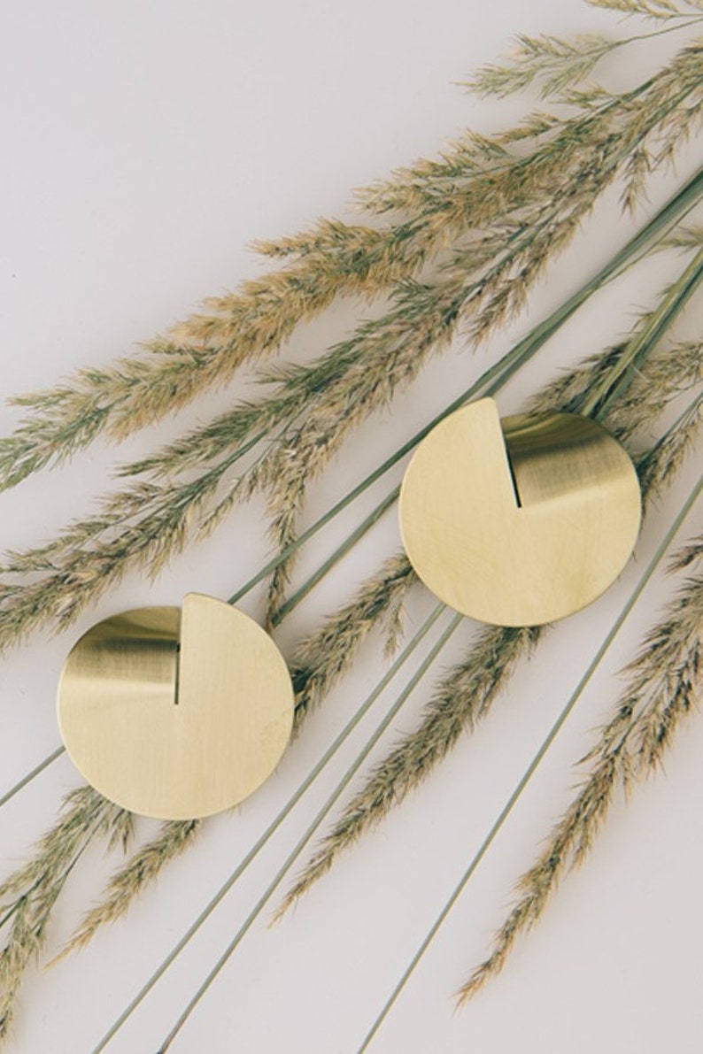 Circle disc earrings large gold studs, Brass disc earrings for women, Big round stud earrings, Round statement earrings geometric earrings brass