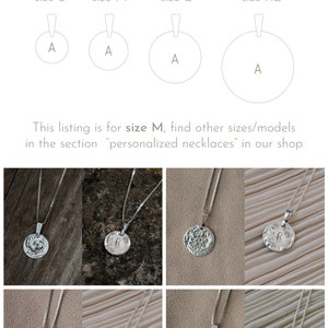 Sterling silver initial necklace, Custom stamped necklace silver Personalized chain, Sterling silver initial charm, Hammered silver necklace image 4