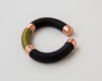 Elegante braccialetto per il suo regalo anniversario Modern Jewelry Design Rose Gold Statement Cuff Olive verde Conbracciato Unisex