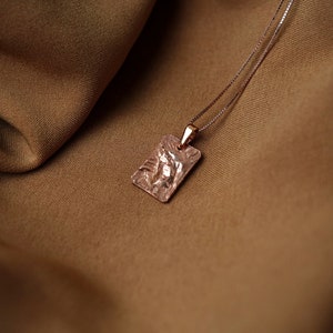 Rose gold Anfang Halskette, personalisierte Kette Rose gold Charme Charme Halskette, quadratische Anhänger, personalisierte Halskette Roségold mit Initial Bild 4
