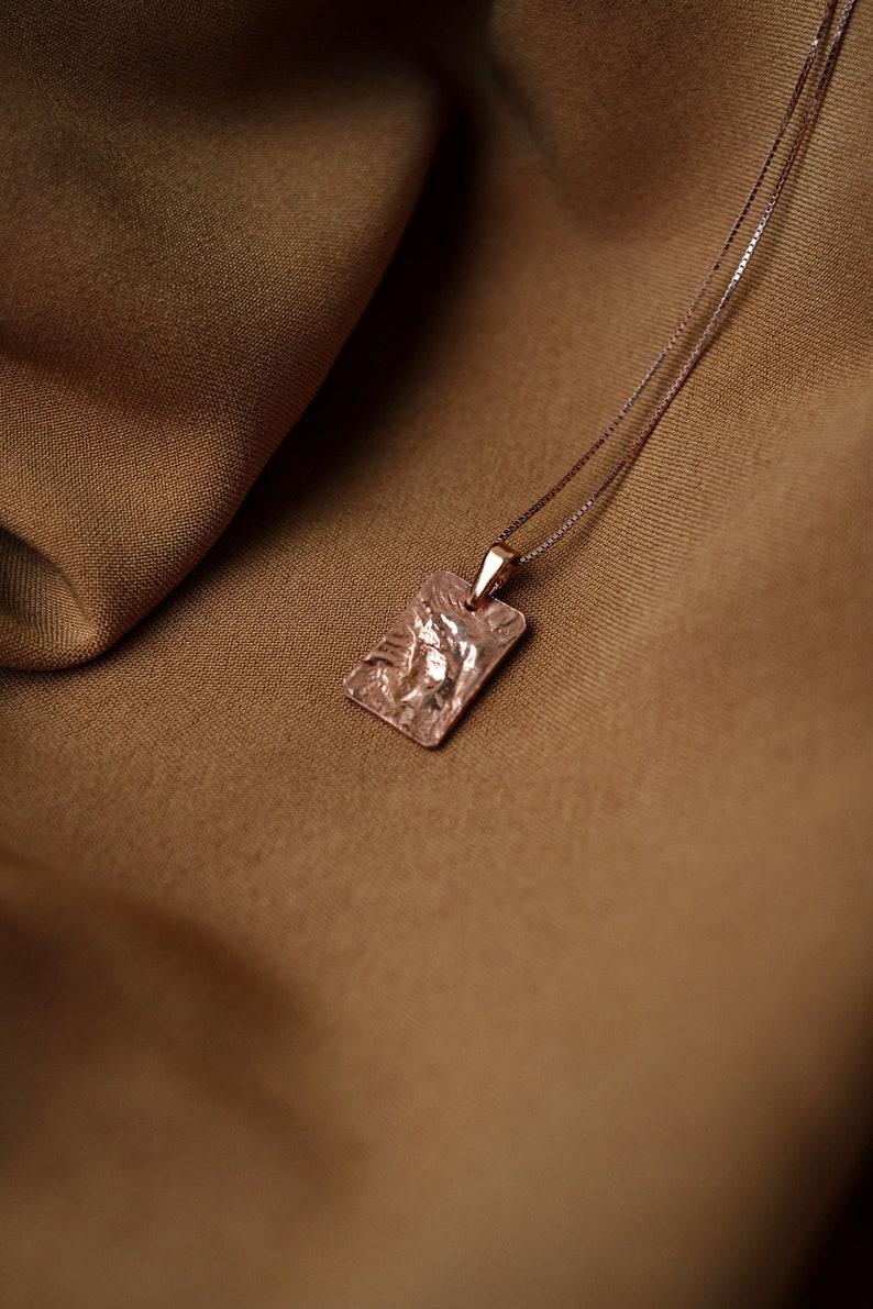 Rose gold Anfang Halskette, personalisierte Kette Rose gold Charme Charme Halskette, quadratische Anhänger, personalisierte Halskette Roségold mit Initial Bild 4