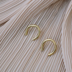 Open circle stud earrings Open hoop stud earrings U shaped studs Edgy modern earrings Hipster earrings Large stud earrings Arc earrings brass