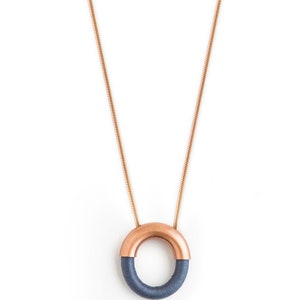 Open circle necklace, Simple circle necklace, Red necklace, Simple rose gold necklace, Large round pendant necklace, Unique gifts for women Blue