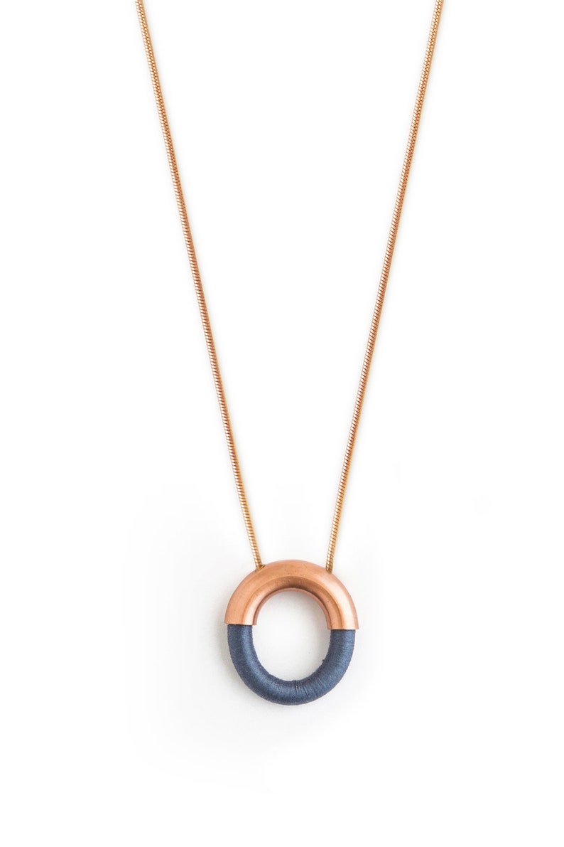 Open circle necklace, Simple circle necklace, Red necklace, Simple rose gold necklace, Large round pendant necklace, Unique gifts for women Blue