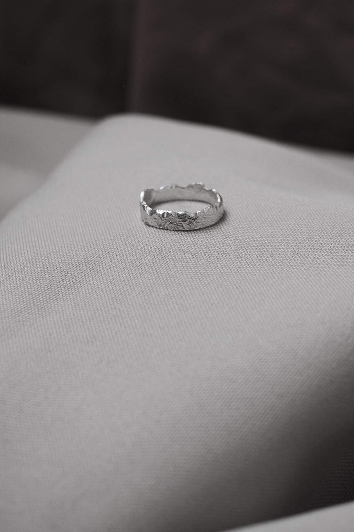 Textured Silver Ring Alternative Engagement Ring, Mountain Ring Cool ...