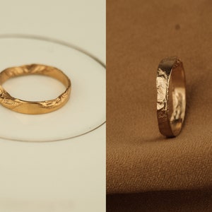 Einzigartiger Ring Gold gehämmert Ring, Gehämmert Goldring, Goldring für Frauen, Minimalist Ring, Rustikaler Goldring, Stapelring Gold, Goldring Bild 7