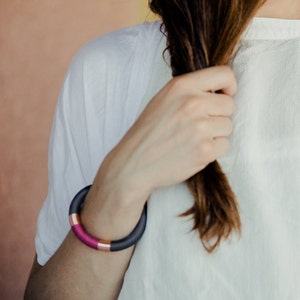 Pink Statement Bracelet, Rose Gold Cuff Bracelet Femme Rose gold statement bracelet, Modern Jewelry gifts for her, Gift for girlfriend image 3