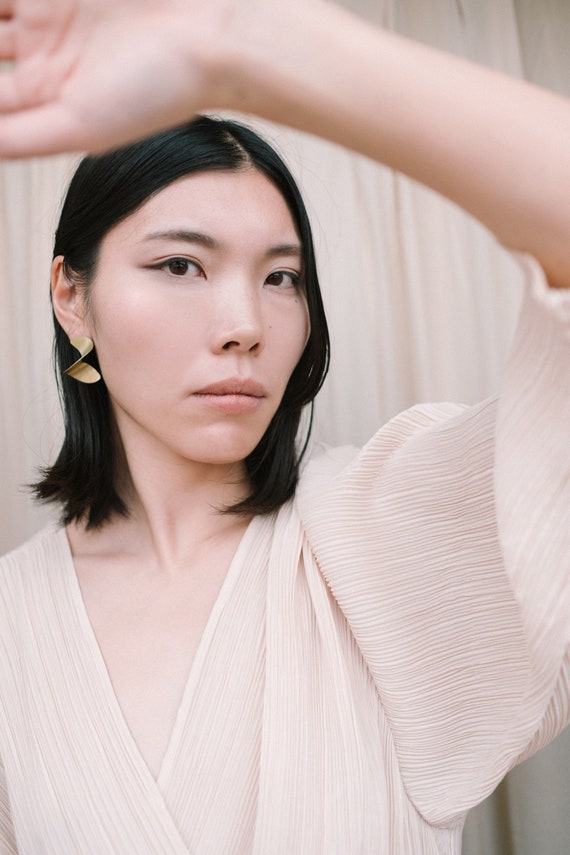 Elegant earrings Large gold stud earrings, Modernist earrings, Fashion earrings, Unique gifts for women, Statement jewelry, Fancy earrings