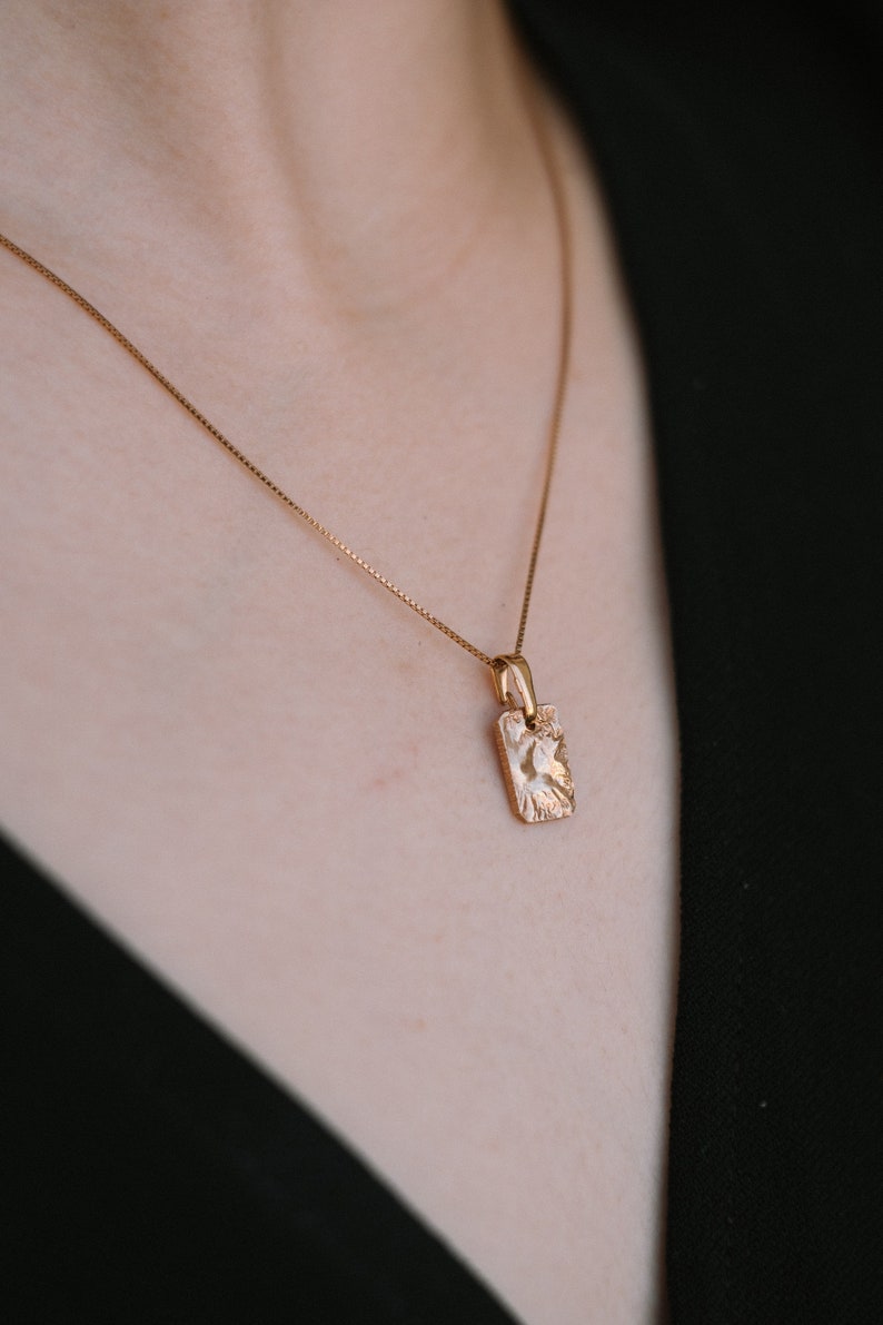 Rose gold Anfang Halskette, personalisierte Kette Rose gold Charme Charme Halskette, quadratische Anhänger, personalisierte Halskette Roségold mit Initial Bild 10