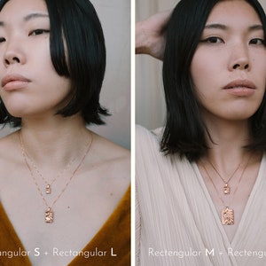 Rose gold Anfang Halskette, personalisierte Kette Rose gold Charme Charme Halskette, quadratische Anhänger, personalisierte Halskette Roségold mit Initial Bild 3