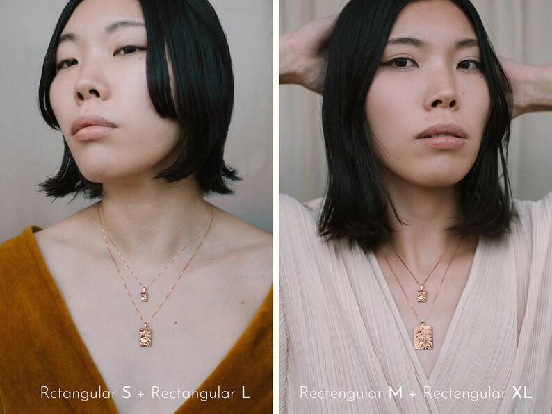 Rose gold Anfang Halskette, personalisierte Kette Rose gold Charme Charme Halskette, quadratische Anhänger, personalisierte Halskette Roségold mit Initial Bild 3
