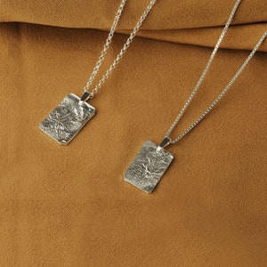 Silver mens necklace pendant, Mens silver necklace for men, Boyfriend gift for men, Rectangle pendant, Square pendant, Mens jewelry for men zdjęcie 4
