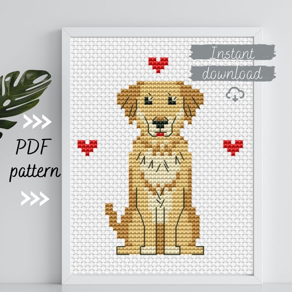 Golden Retriever small cross stitch pattern dog lover gift dog mom gift modern cross stitch pet portrait