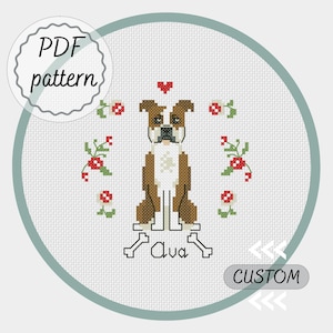 Custom pet commission portrait cross stitch pattern Dog lover gift Personalized gifts for cat lovers