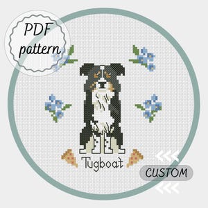 Custom cross stitch dog portrait modern cross stitch pattern for dog lovers dog mom gift pet portrait from photo