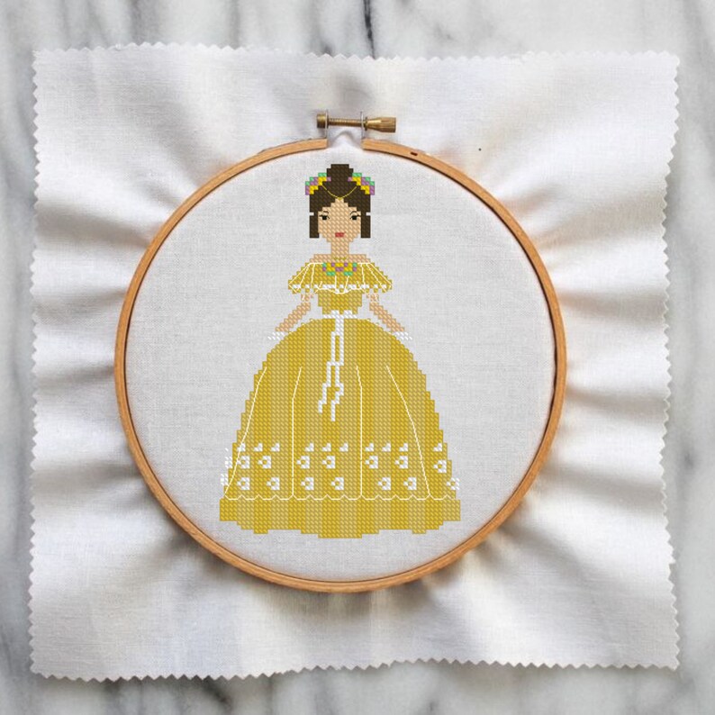 Victorian lady cross stitch pattern modern cross stitch pdf Etsy
