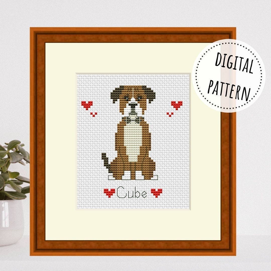 Custom Pet Commission Portrait Cross Stitch Pattern Dog Lover Etsy