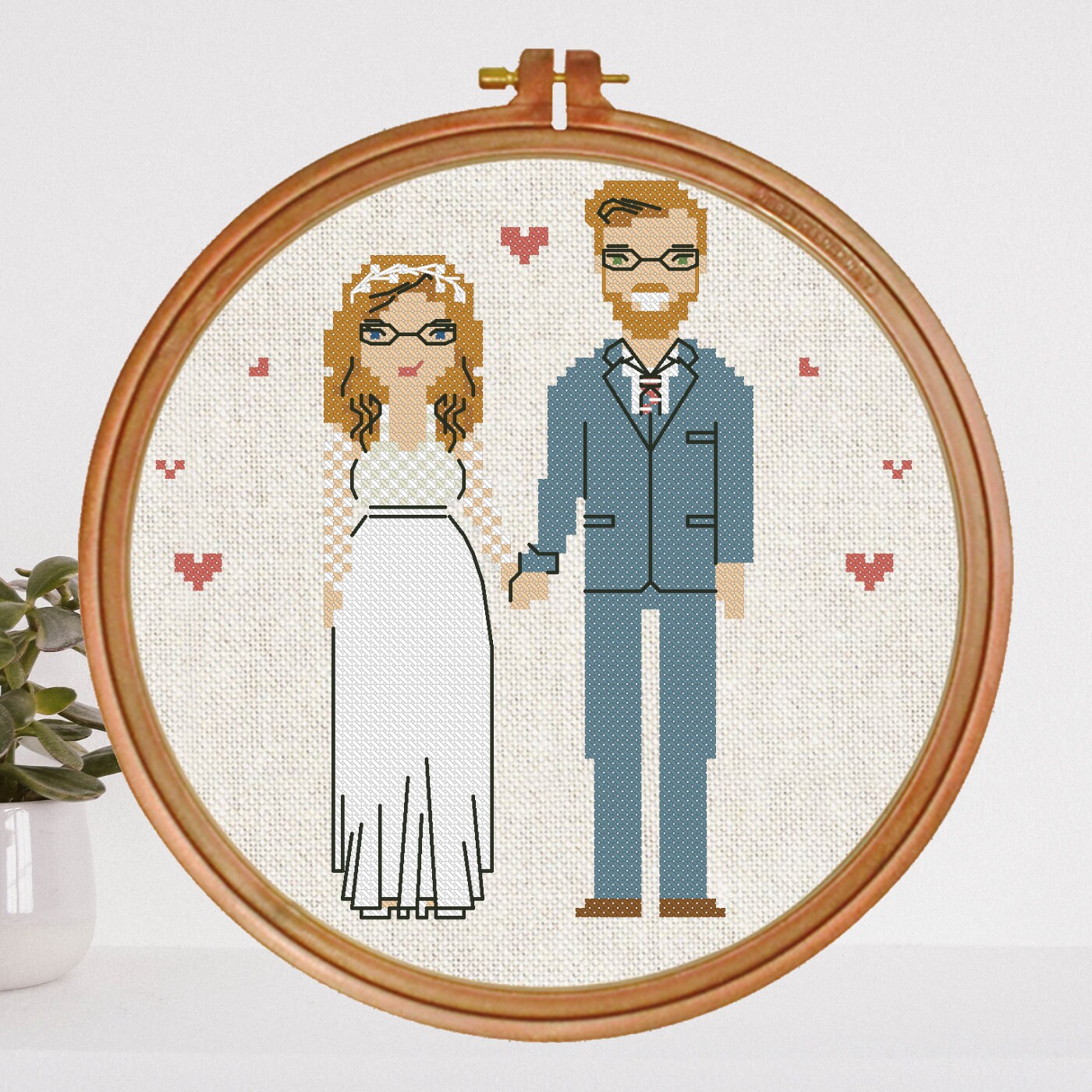 Wedding Cross Stitch Couple Bride and Groom Portrait 2nd Etsy