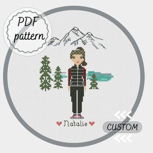 Personalized cross stitch pattern, custom family portrait from photo, best friend graduation gift, teacher gift