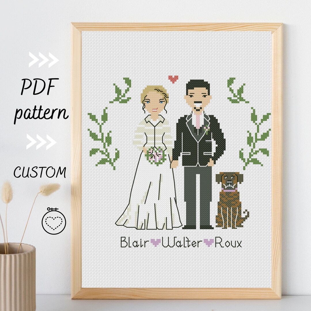 Wedding Just Married Cross Stitch Gift for Couple Custom Etsy