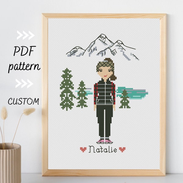 Personalized cross stitch pattern, custom family portrait from photo, best friend graduation gift, teacher gift