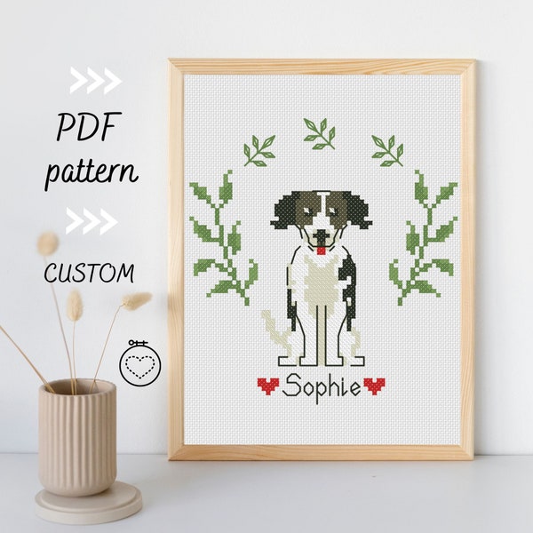 Personalized cross stitch pattern custom dog portrait from photo dachshund owner gift dog mom birthday gift