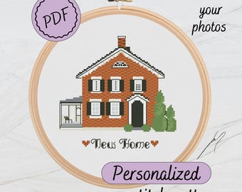 Personalized new home gift - custom cross stitch pdf pattern, anniversary gift for sister