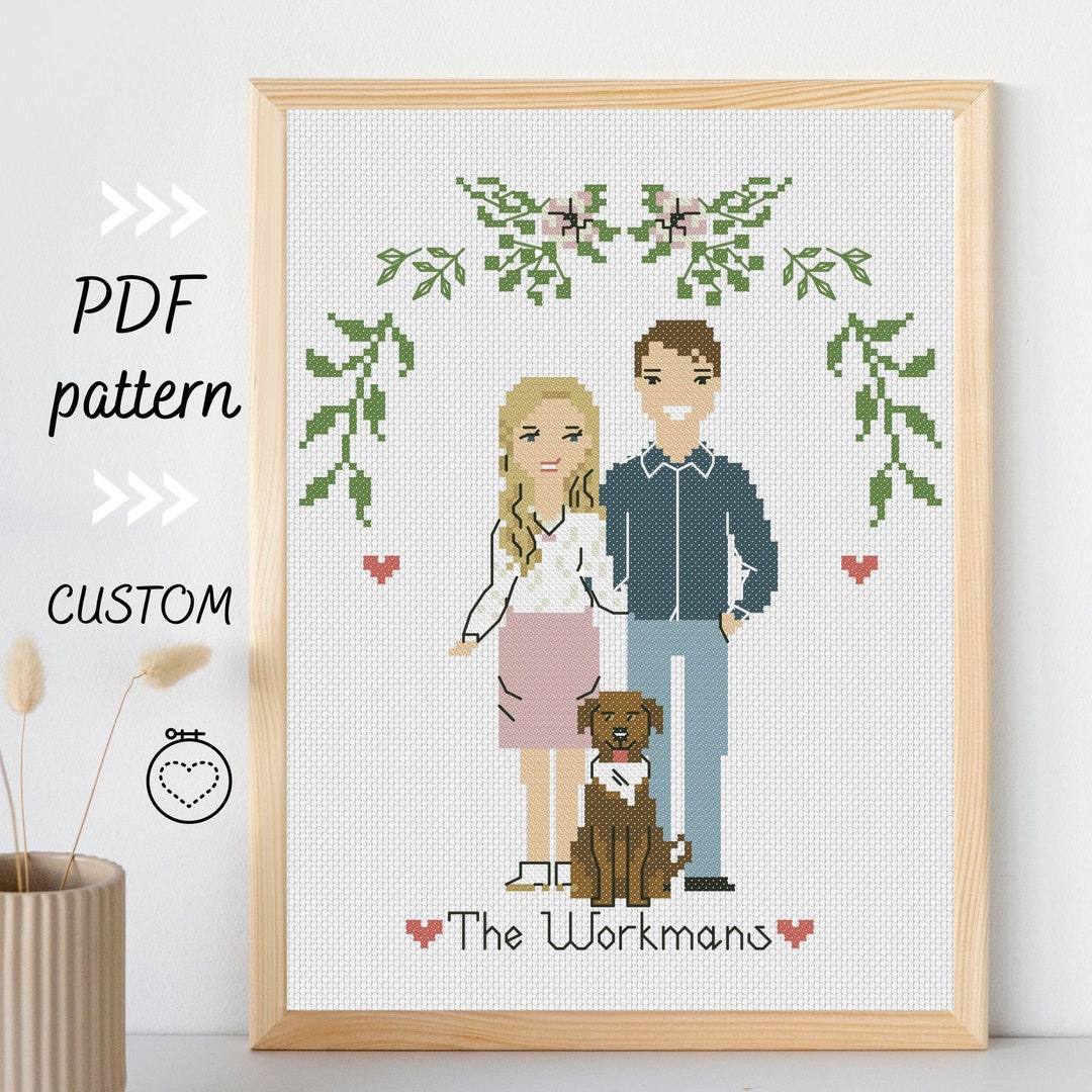 Cotton Anniversary Family Portrait From Photo Custom Counted - Etsy