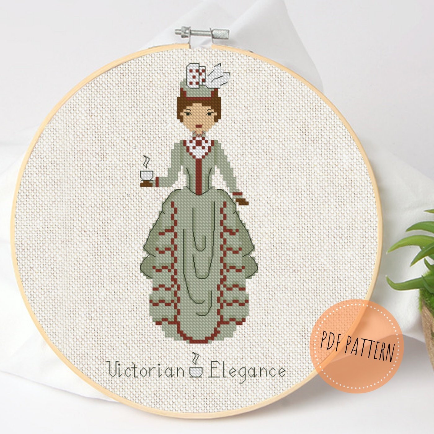 Victorian Elegance cross stitch pattern victorian lady cute Etsy