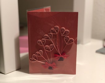 Quilled heart balloon card