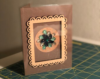 Quilled blue flower card with frame