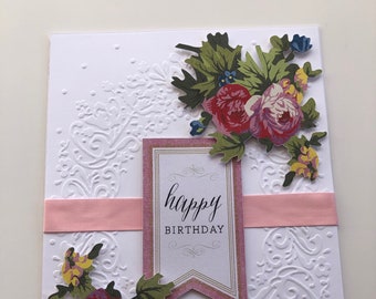 Happy birthday card with flowers