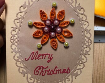 Merry Christmas quilled snowflake card