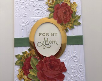 For my mom embossed card with red roses