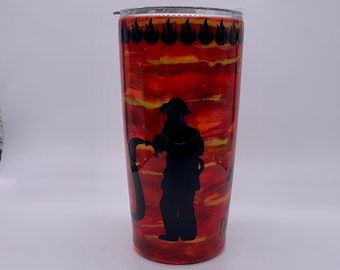 firefighter tumbler custom, gift for women birthday gifts for her, water bottle with straw and lid, Valentines day gift for wife