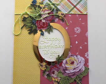 Happy birthday to you large yellow gold embossed card