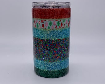 Christmas stripes, elf travel cup 14 oz with lid and straw