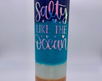 salty like the ocean glitter tumbler personalized beach tumbler cups with straw, Galentines day gifts, funny gifts for friends women, best