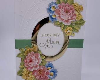 for my mom floral cards blank cards with envelopes, Mothers Day card handmade, mom birthday card from son, mom card wedding day, step mom