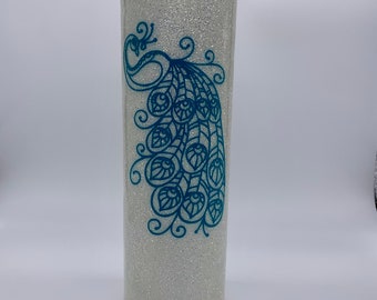 glitter peacock tumbler cup, Galentines Day gifts, unique gifts for sisters, Valentines Day gift for girlfriend, personalized tumbler with