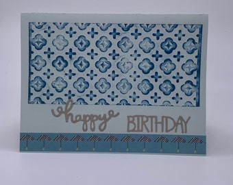 Happy birthday embossed card, for men blank card
