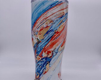 American stripes travel cup 30 oz with lid and straw
