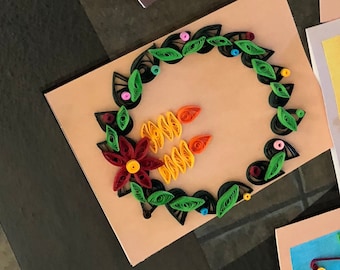 Quilled wreath with candles Christmas card