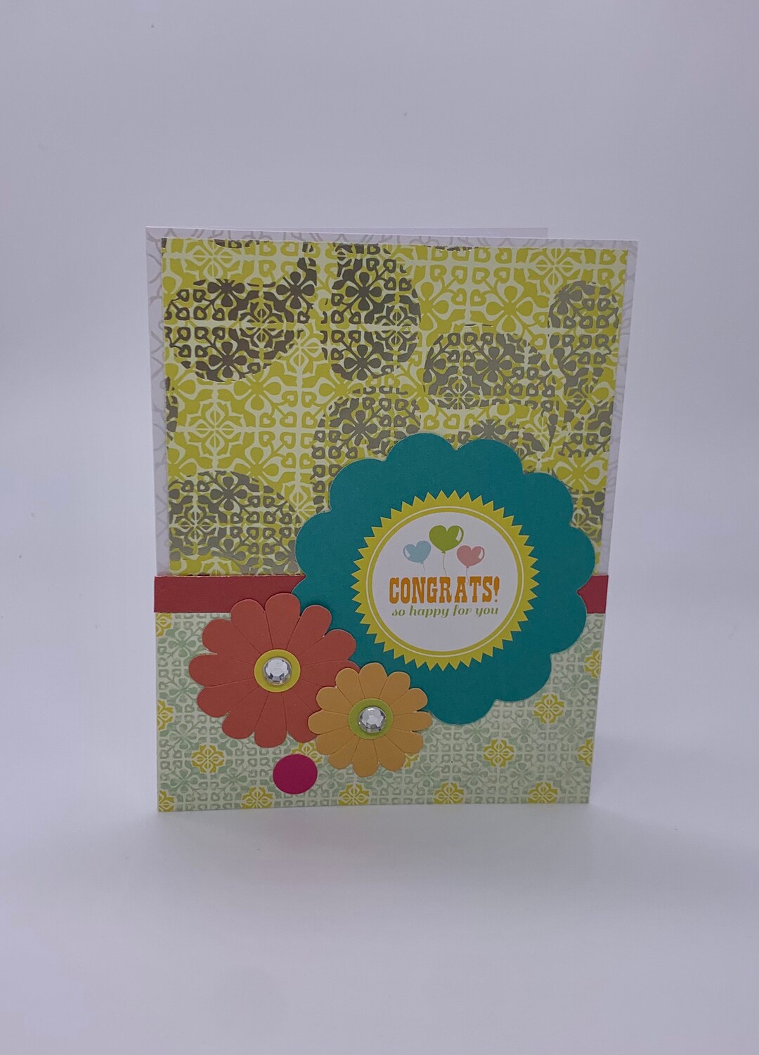 Congrats and so Happy for You Flower Card - Etsy