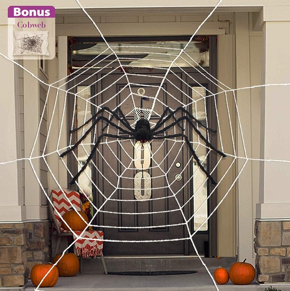White 16 Feet Giant Rope Spider Web For Halloween Decoration Party