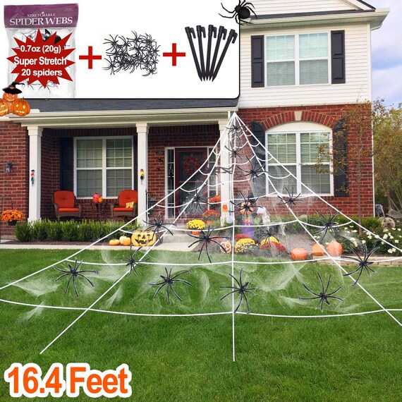 Halloween Giant Spider Web Outdoor Decorations Halloween Etsy