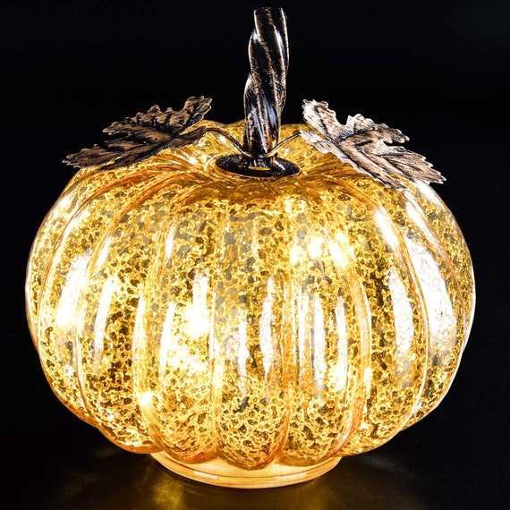 Halloween Decoration Mercury Glass Pumpkin Lights Fall Decor