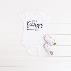 Bodysuit Mockups, WHITE, Baby Mockup, Baby Bodysuit Mockup White, Baby Mock up, Baby Mock-up Stock Photo