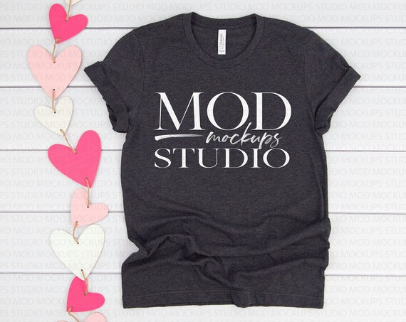 Dark Grey Heather 3001 Bella Canvas T-Shirt Mockup