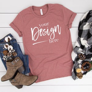 Heather Mauve Bella Canvas 3001 T-shirt Mockup | Holiday Mock up, T-shirt Flat Lay Mock up, Tshirt Mockup, Flat Lay T-shirt Mockup, Digital